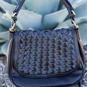 Closet candy boutique EVERYTHING IN ITS PLACE WOVEN SADDLE BAG - BLACK
